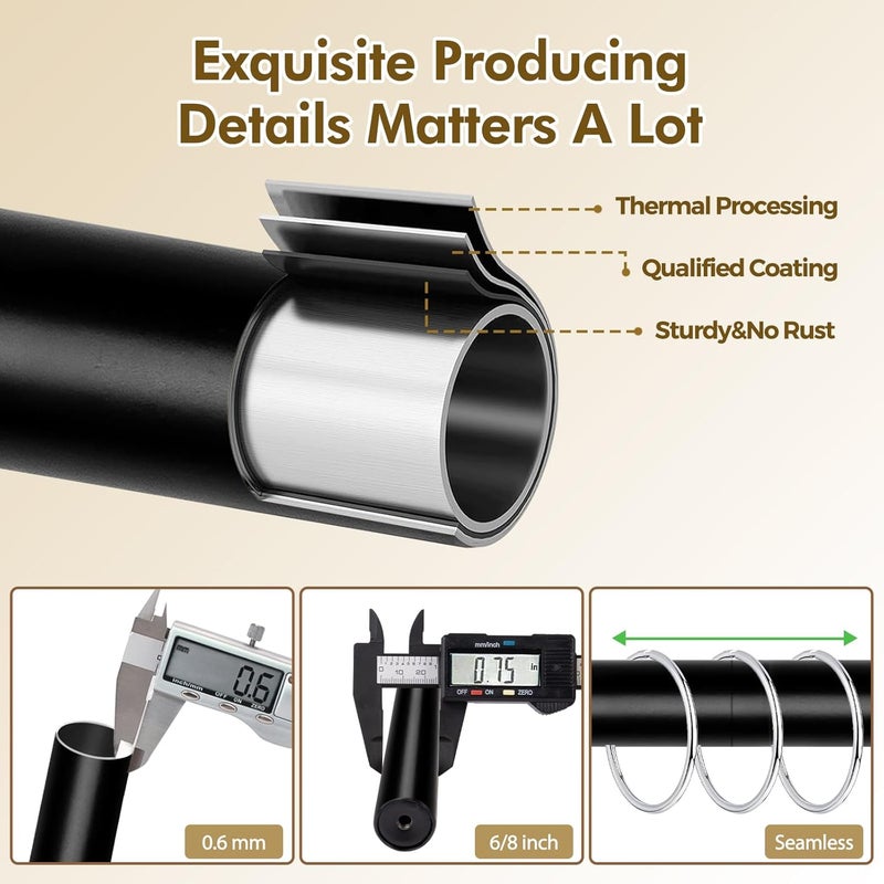 USFOOK Black Double Curtain Rods, Blackout Wrap Around Curtain Rods for Windows 48 to 84 Inch, 6/8 Inch Room Darkening Curtain Rod 32 to 86 Inch, Christmas Poles for Home Decor - Image 5
